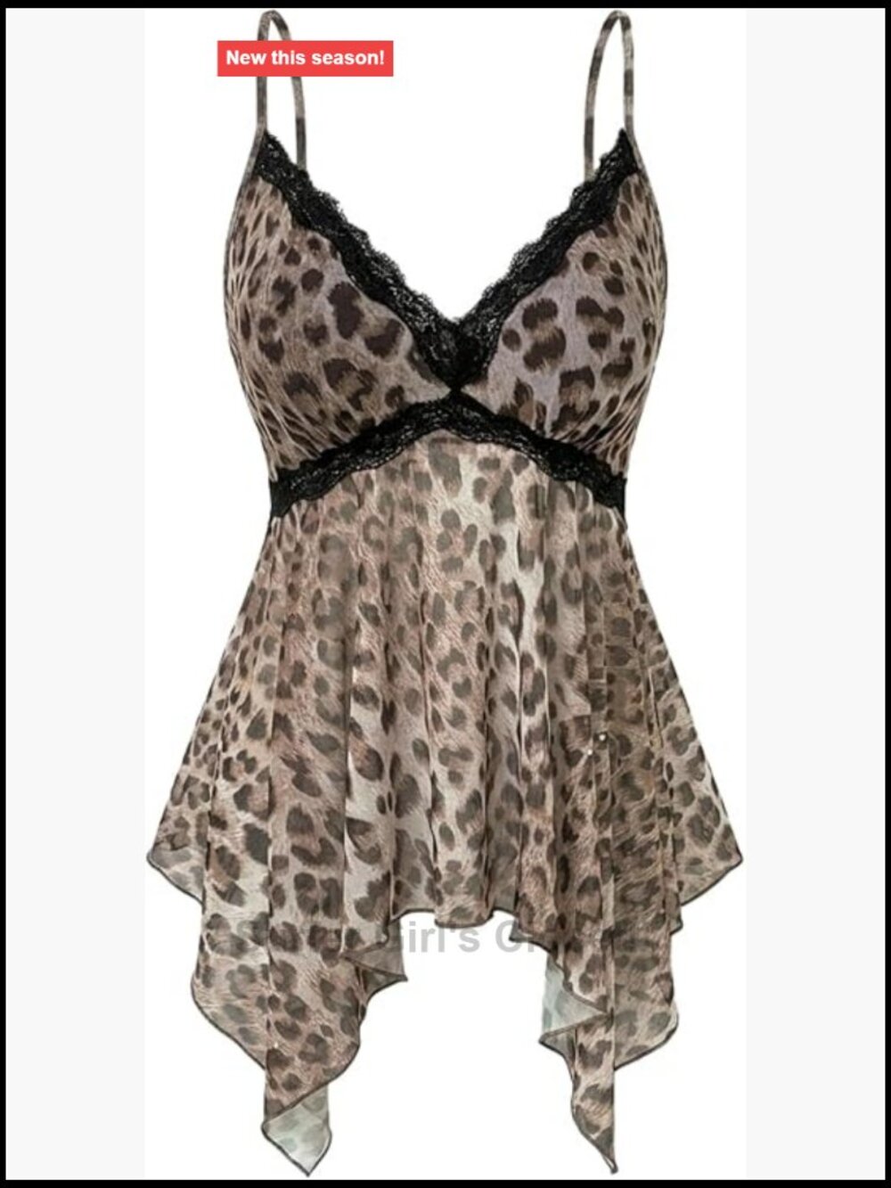 Plus Size Leopard Lace Trim Backless Camisole Tank Top - Y2K Streetwear